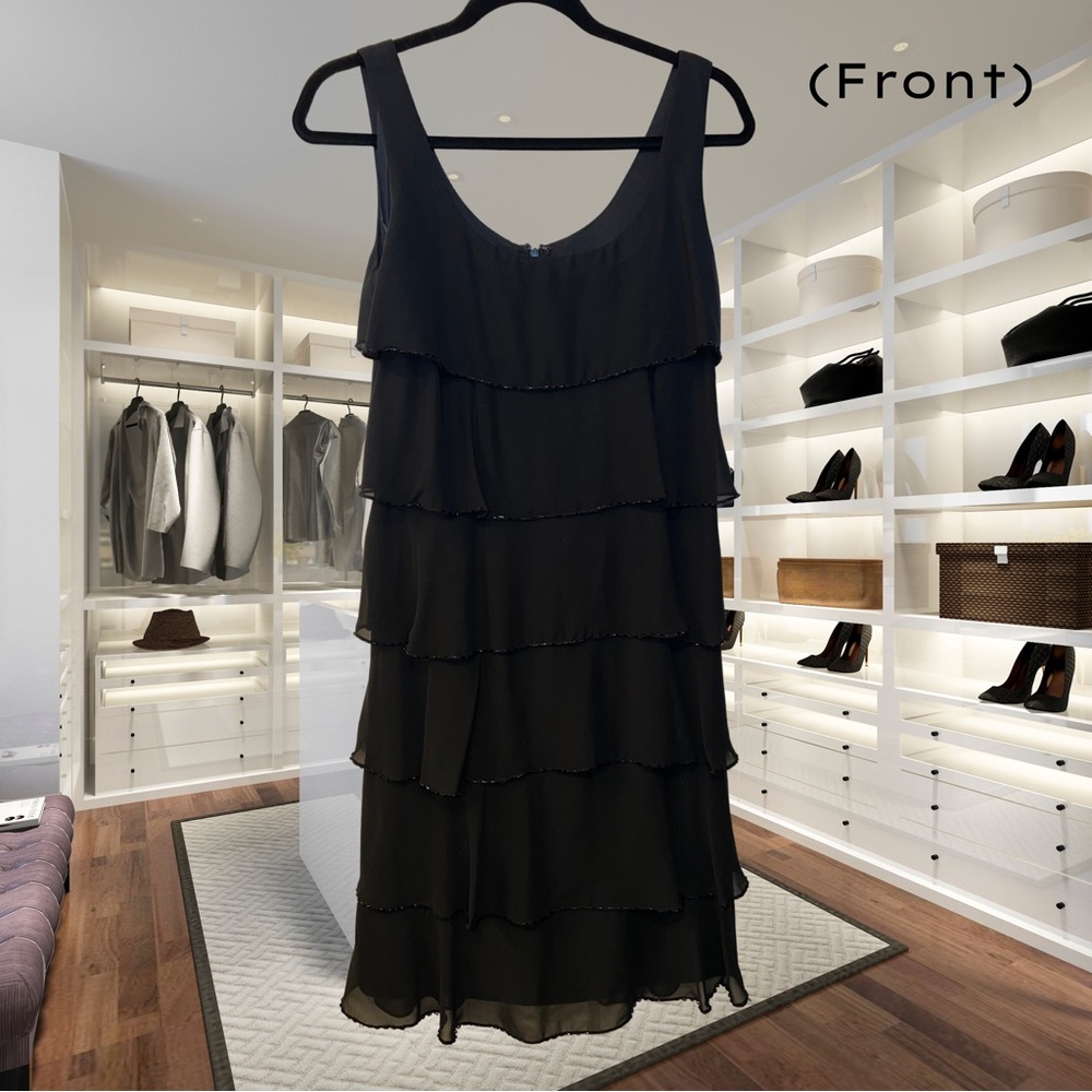 Patra Black Ruffled Tiered Midi Dress